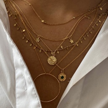 Collier cordon pendentif et perles- FYK